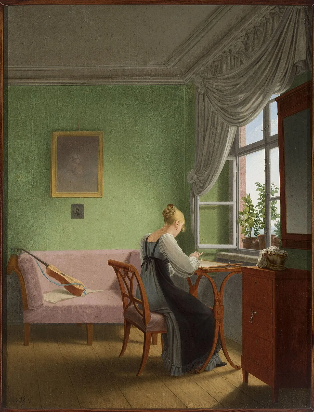 자수 놓는 여인 — 게오르크 프리드리히 케르스팅